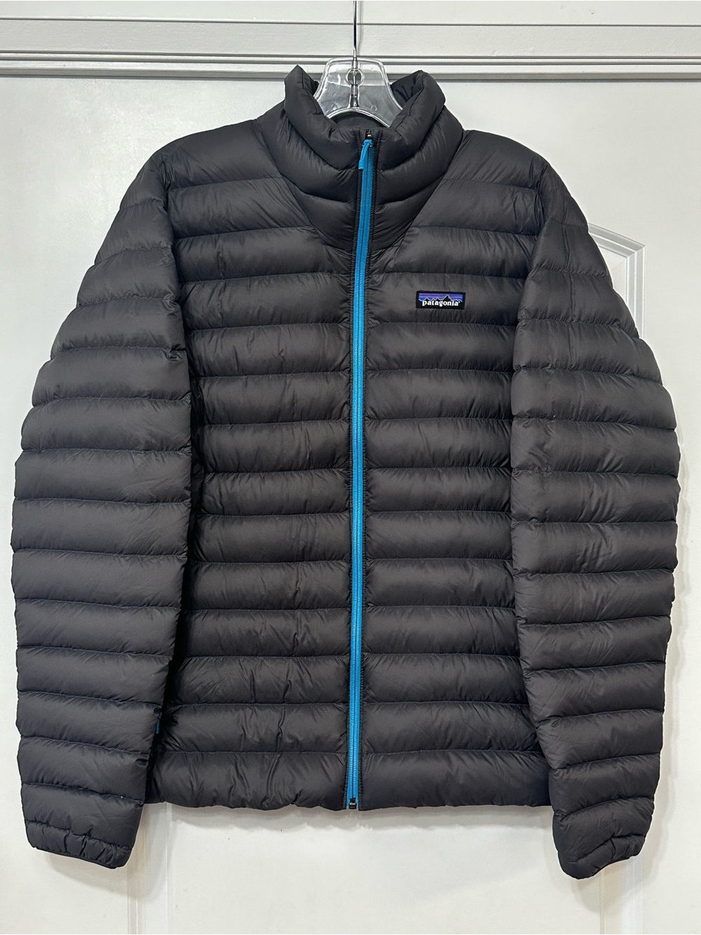Patagonia Black Puffer Jacket with Blue Zipper